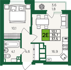 40,8 м², 2-комнатная квартира 4 386 000 ₽ - изображение 35