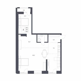 Квартира 97,9 м², 2-комнатная - изображение 1