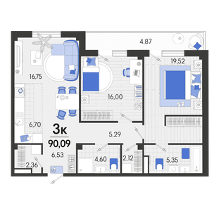 90,1 м², 3-комнатная квартира 11 711 700 ₽ - изображение 8