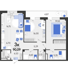 Квартира 90,1 м², 3-комнатная - изображение 4