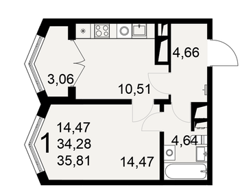 Квартира 35,8 м², 1-комнатная - изображение 1