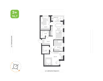 Квартира 96,7 м², 3-комнатная - изображение 1