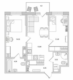 Квартира 55,8 м², 2-комнатная - изображение 1