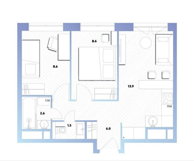 41,3 м², 3-комнатная квартира 15 700 000 ₽ - изображение 51