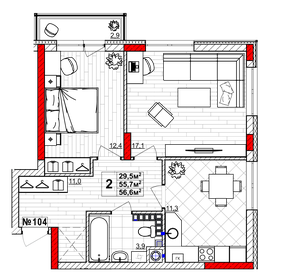 62 м², 2-комнатная квартира 6 780 000 ₽ - изображение 62