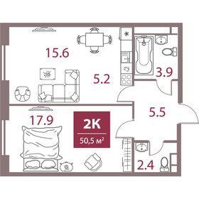 50,4 м², 2-комнатная квартира 31 535 280 ₽ - изображение 11