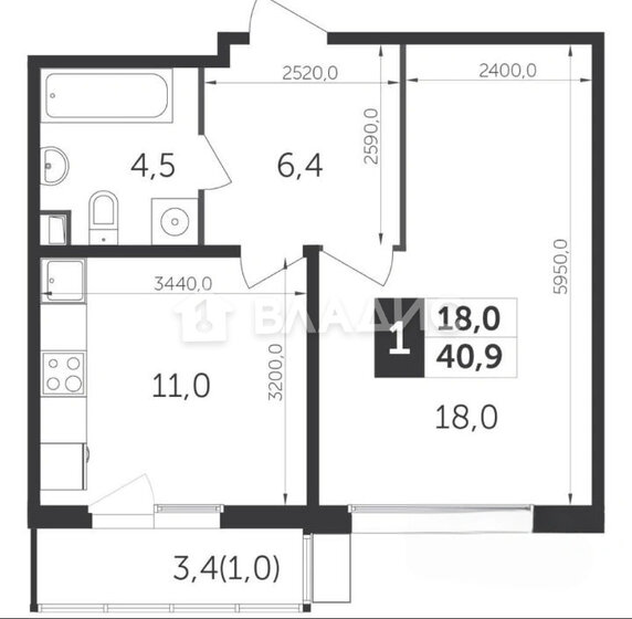 40,9 м², 1-комнатная квартира 11 000 000 ₽ - изображение 51