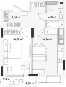 Квартира 44,8 м², 1-комнатная - изображение 1