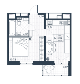 33,7 м², 1-комнатная квартира 3 850 000 ₽ - изображение 35