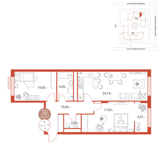 78,9 м², 3-комнатная квартира 10 360 000 ₽ - изображение 1
