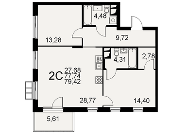 83,4 м², 2-комнатная квартира 13 892 949 ₽ - изображение 30