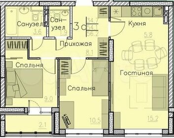 Квартира 54 м², 2-комнатная - изображение 5