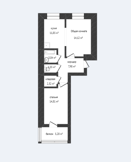 57,4 м², 2-комнатная квартира 5 600 000 ₽ - изображение 51
