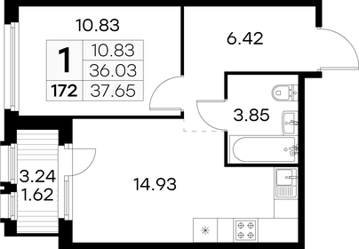39 м², 1-комнатная квартира 6 789 999 ₽ - изображение 10