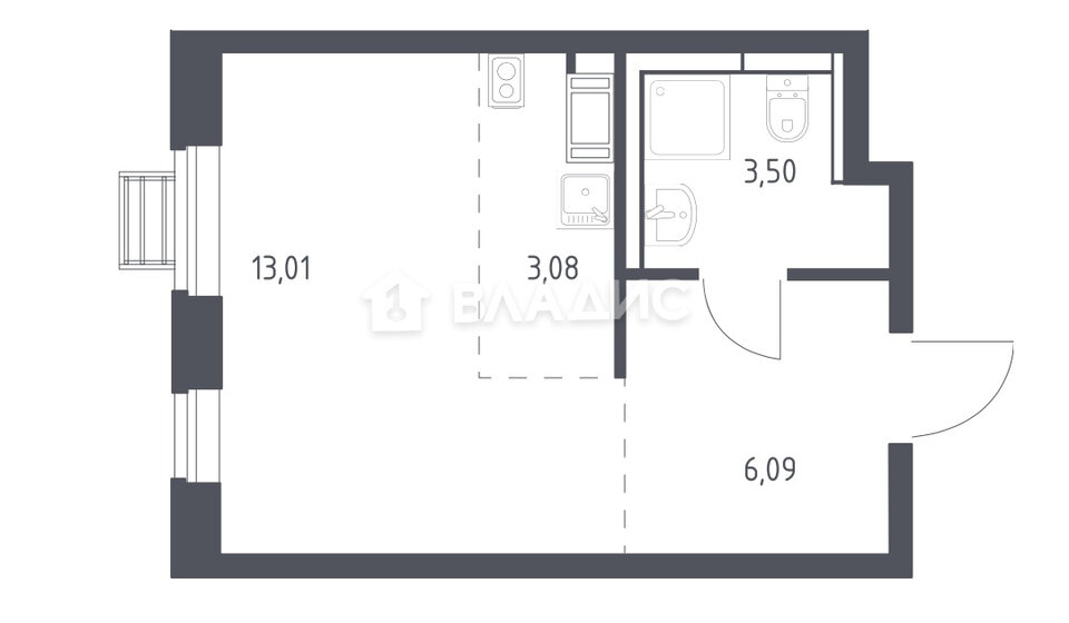 26 м², квартира-студия 4 800 000 ₽ - изображение 1