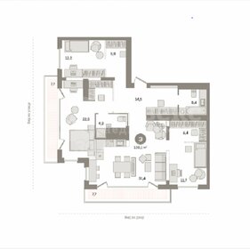 Квартира 130,1 м², 3-комнатная - изображение 1