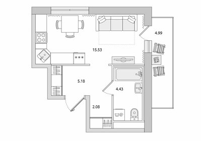 Квартира 32,2 м², студия - изображение 1