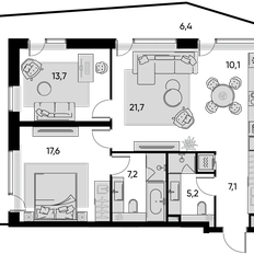Квартира 89 м², 3-комнатная - изображение 2