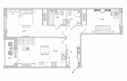 Квартира 84 м², 2-комнатная - изображение 1