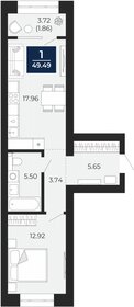 Квартира 49,5 м², 1-комнатная - изображение 1