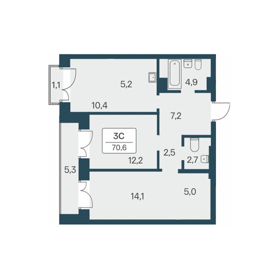 70,6 м², 3-комнатная квартира 12 100 000 ₽ - изображение 1