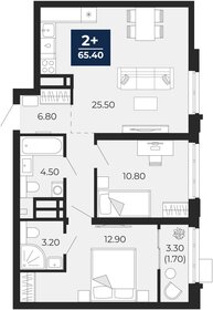 Квартира 65,4 м², 2-комнатная - изображение 1