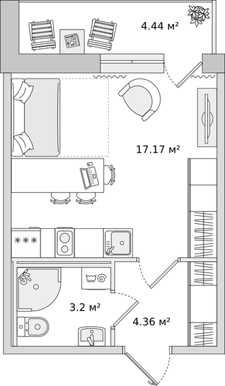 24,7 м², квартира-студия 5 960 930 ₽ - изображение 40