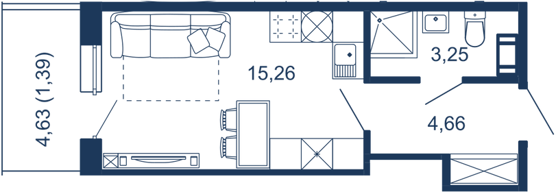 23 м², апартаменты-студия 7 399 000 ₽ - изображение 16