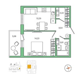 40,5 м², 1-комнатная квартира 7 191 000 ₽ - изображение 10