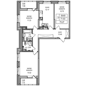 71,6 м², 3-комнатная квартира 14 978 730 ₽ - изображение 24