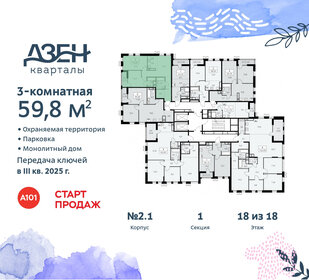 59,9 м², 3-комнатная квартира 17 523 266 ₽ - изображение 35