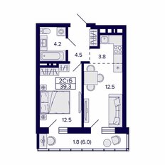 Квартира 39,3 м², 2-комнатная - изображение 2