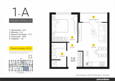 40,3 м², 1-комнатная квартира 7 830 000 ₽ - изображение 27