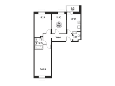 82,3 м², 3-комнатная квартира 12 639 190 ₽ - изображение 28