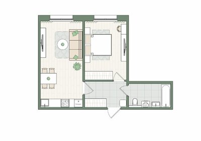 Квартира 45,6 м², 2-комнатная - изображение 1