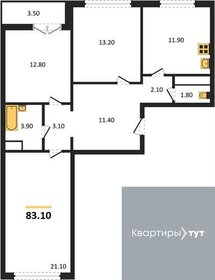 Квартира 83,1 м², 3-комнатная - изображение 1