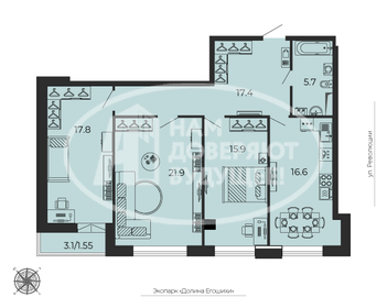 Квартира 95,4 м², 3-комнатная - изображение 1