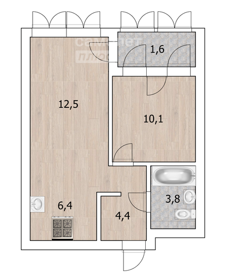 40,4 м², 1-комнатная квартира 6 500 000 ₽ - изображение 37