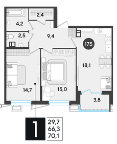 72,8 м², 2-комнатная квартира 11 500 000 ₽ - изображение 72