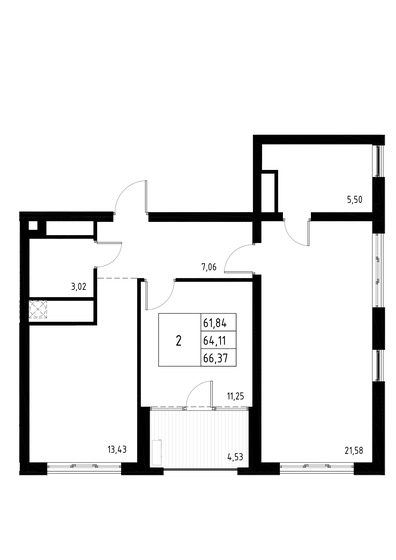 66,4 м², 2-комнатная квартира 13 006 921 ₽ - изображение 1