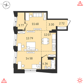 Квартира 64 м², 2-комнатная - изображение 1