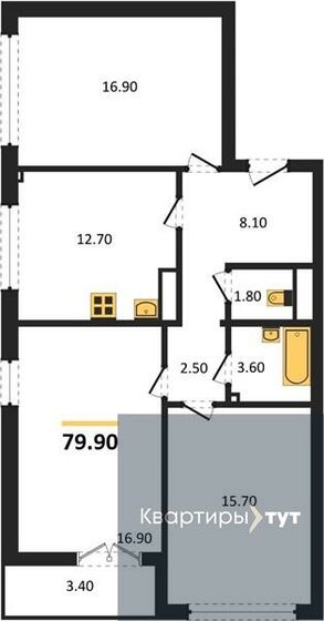 79,9 м², 3-комнатная квартира 8 527 580 ₽ - изображение 17