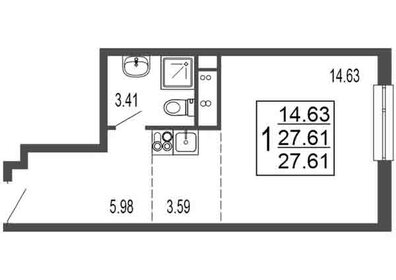 Квартира 27,6 м², студия - изображение 1