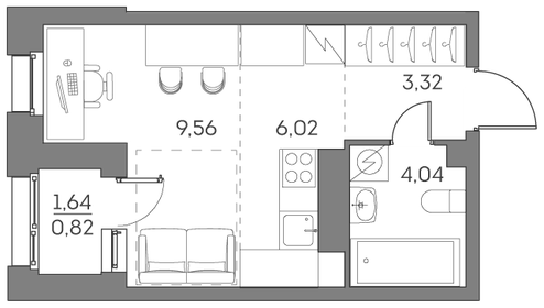 Квартира 23,8 м², студия - изображение 1