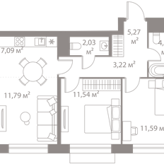 Квартира 56,6 м², 2-комнатная - изображение 2