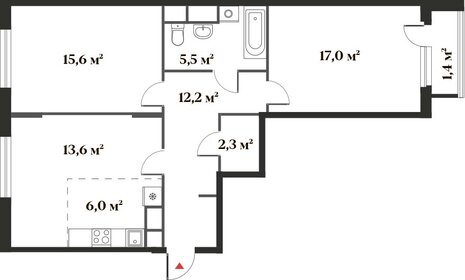 Квартира 73,7 м², 3-комнатная - изображение 1