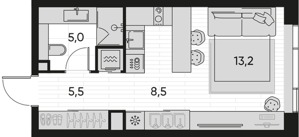 33,4 м², 1-комнатная квартира 24 000 000 ₽ - изображение 7