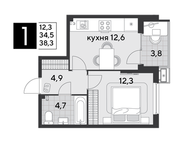 33,4 м², 1-комнатная квартира 5 300 000 ₽ - изображение 64