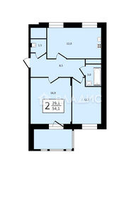 Квартира 54,6 м², 2-комнатная - изображение 1