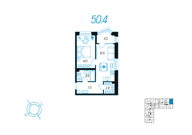 50 м², 1-комнатная квартира 8 299 000 ₽ - изображение 44